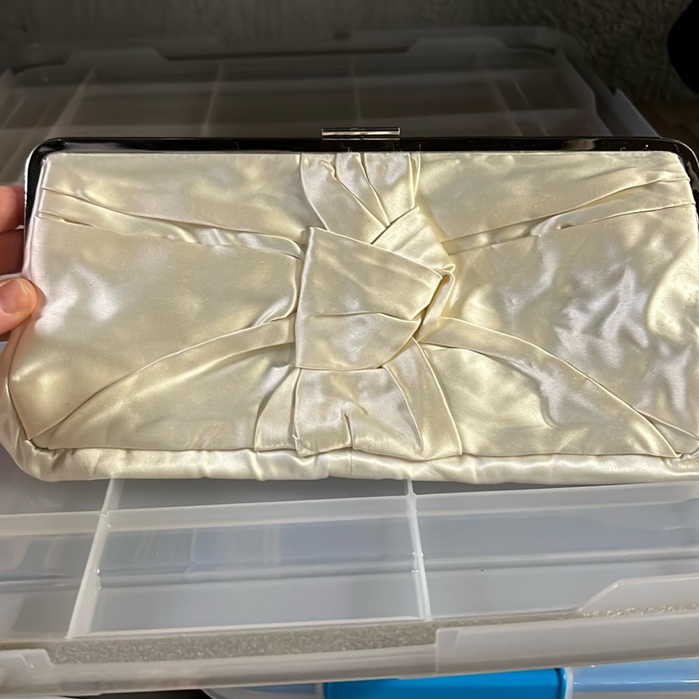 White satin clutch Jcrew